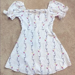 White red dress with flowering